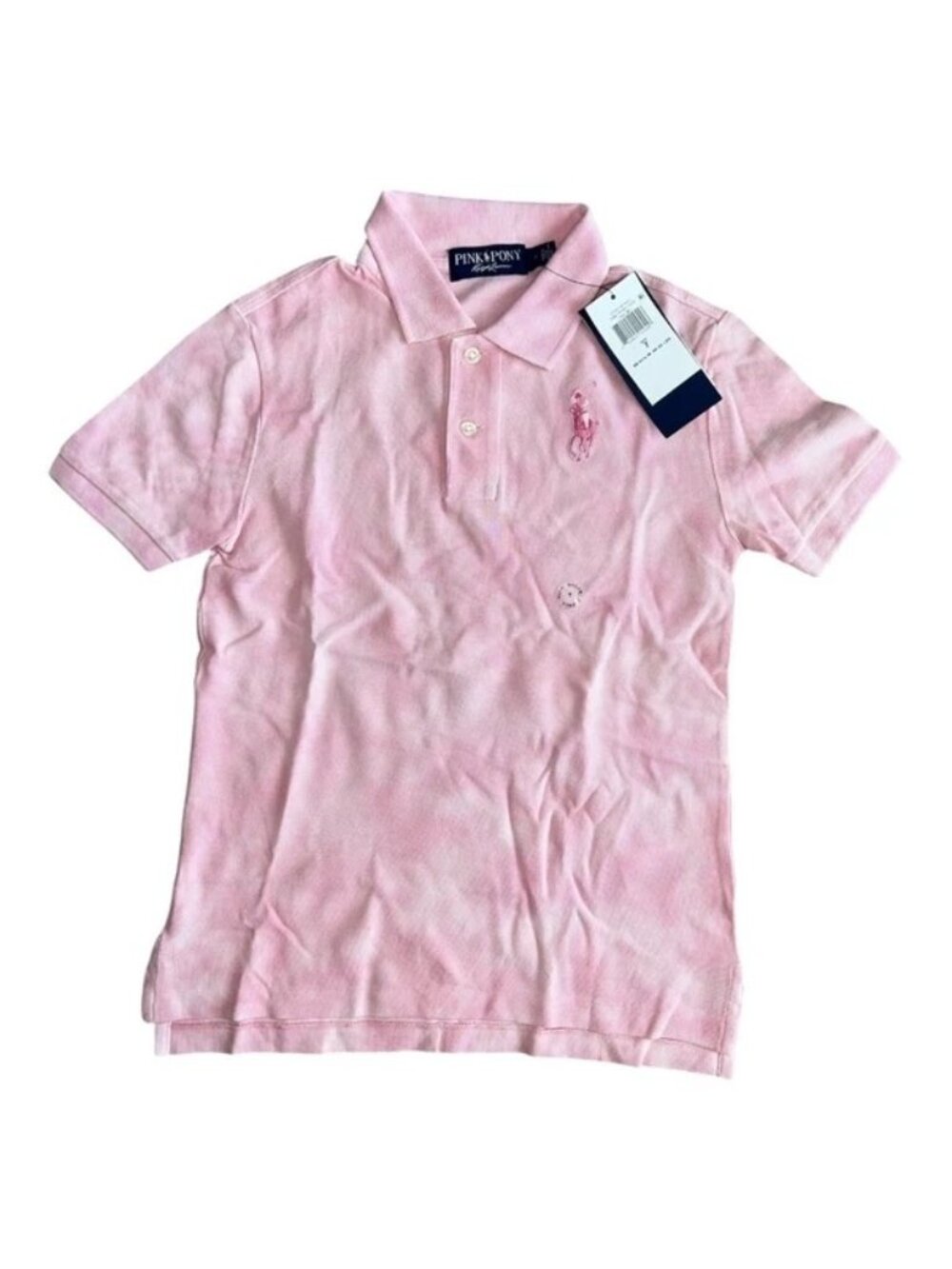 Polo Ralph Lauren Kids Pink Pony Tie-Dye Polo Shirt Size 7 NWT